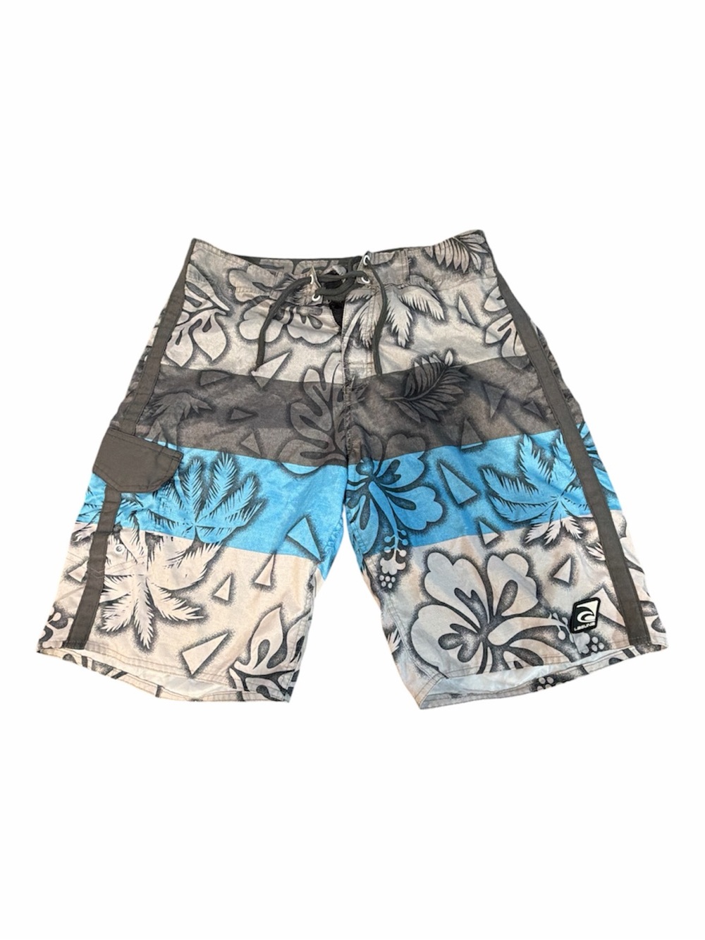 Laguna Board Shorts Size 34 Blue Grey Hibiscus Men’s Tropical Swim Trunks